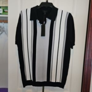 Magaschoni Black and White Men's Polo Shirt